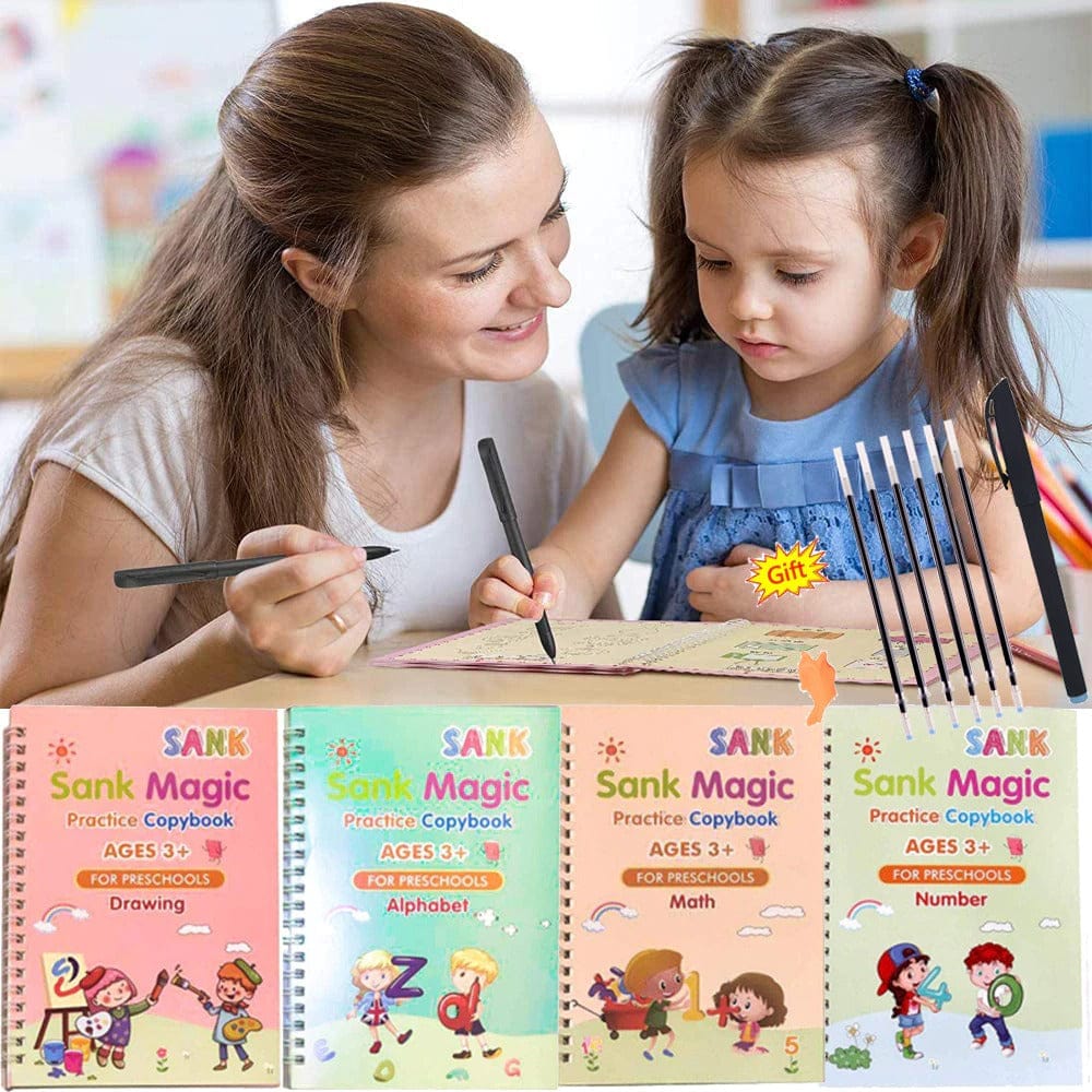 SET DE 4 CUADERNOS MÁGICOS DE CALIGRAFÍA