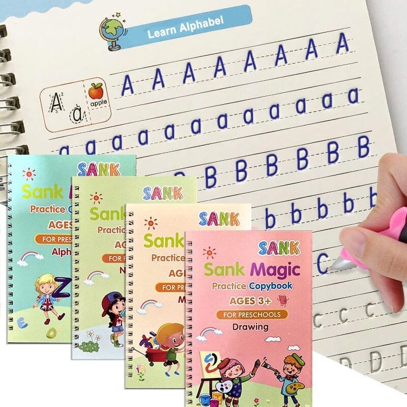 SET DE 4 CUADERNOS MÁGICOS DE CALIGRAFÍA